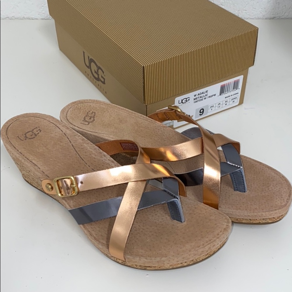 NIB AUTH UGG ADALIE MULE SANDAL ROSE GOLD PEWTER
